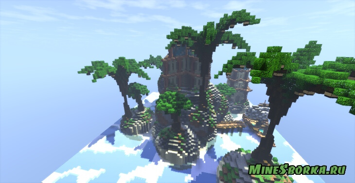 Лобби в виде летающего тропического острова для сервера Minecraft 1.12, 1.13, 1.14, 1.15, 1.16, 1.17 и выше