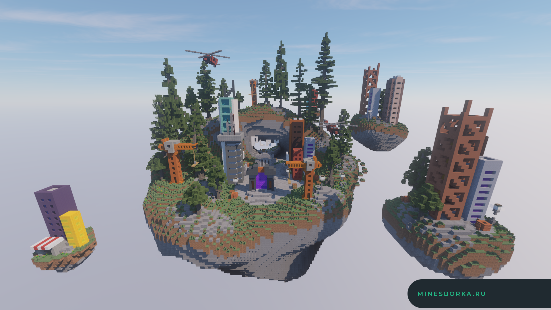 Скачать лобби для сервера Minecraft в стиле небольшого города