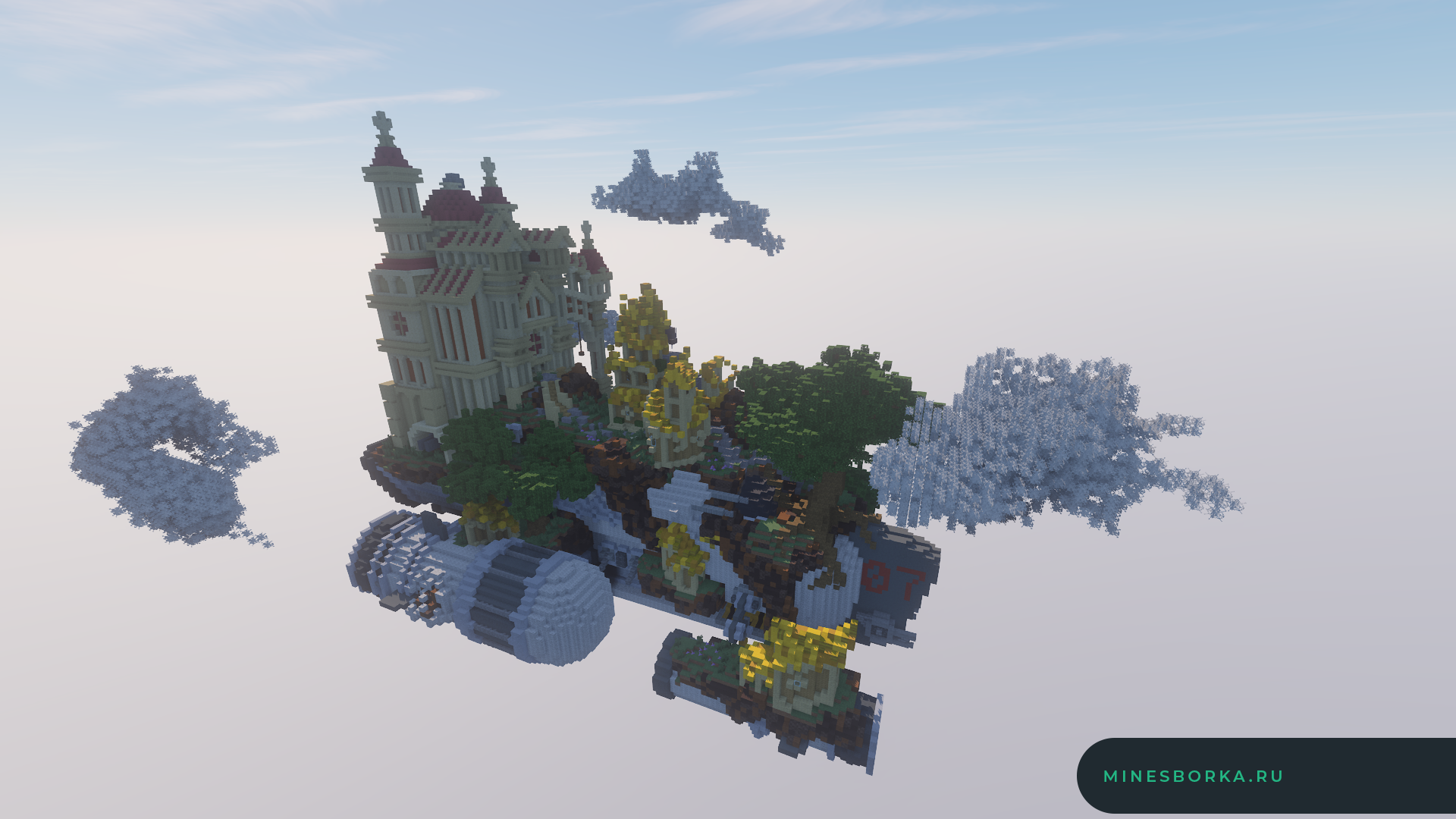 Красивое лобби / HUB с замком для Minecraft