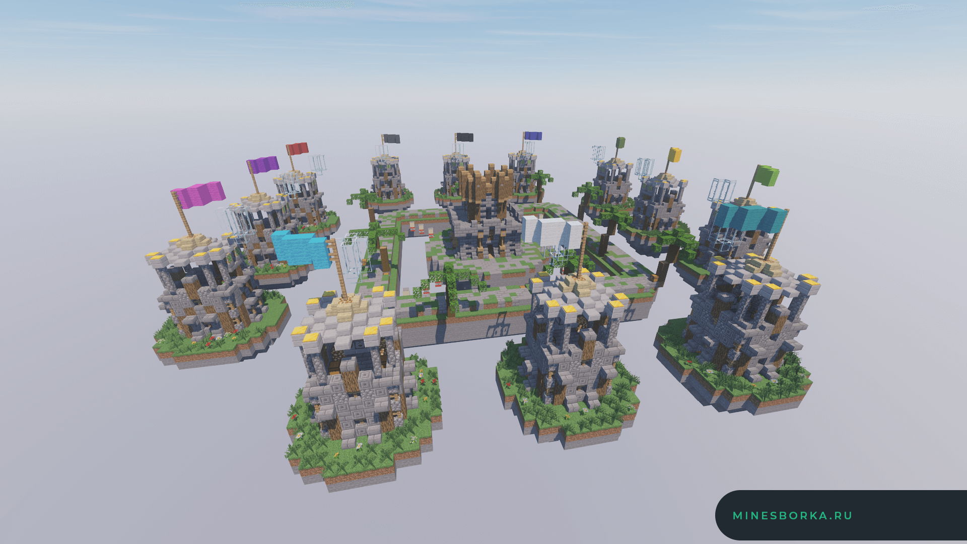 Скачать арену SkyWars с башнями для Minecraft