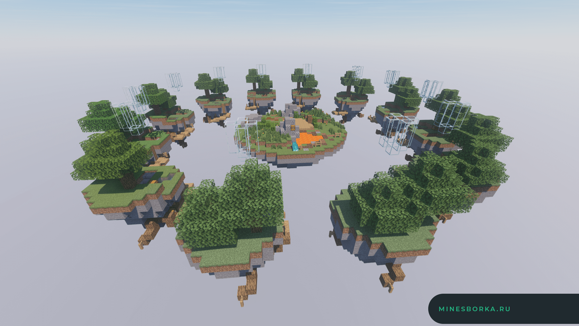 Скачать арену для мини-игры SkyWars с деревьями для Minecraft
