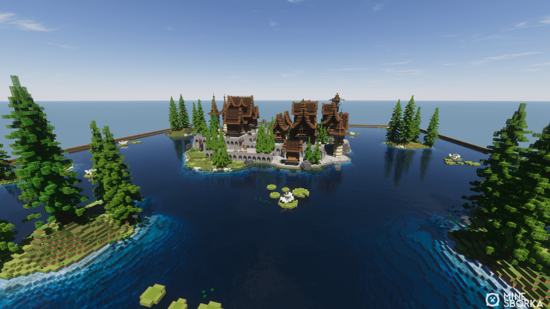 BrownSpawn - Скачать карту небольшой деревеньки на острове для Minecraft