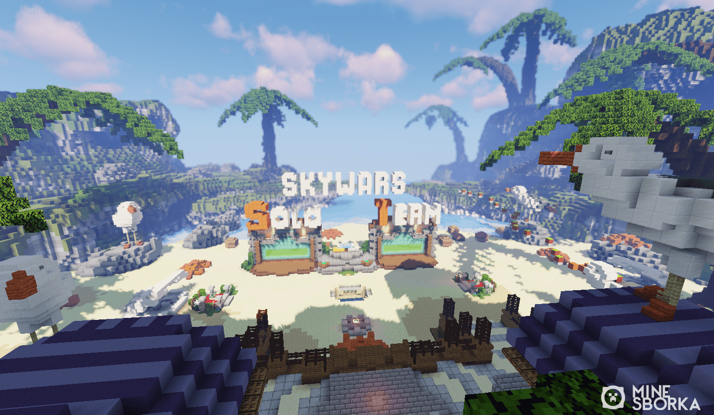 Скачать красивое лобби SkyWars для сервера Minecraft 1.12.2-1.18.2 | Тропический остров